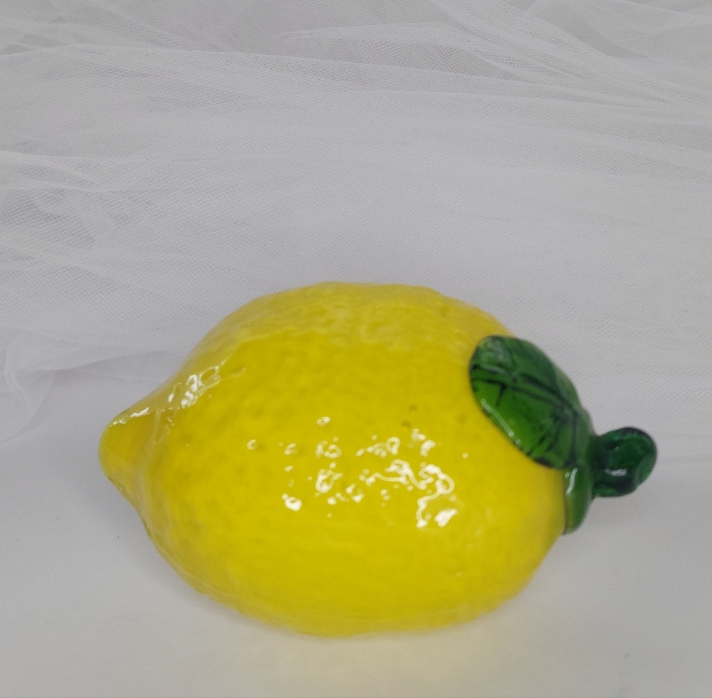 Yellow Lemon Glass Art Figurine Fruit Bowl Filler